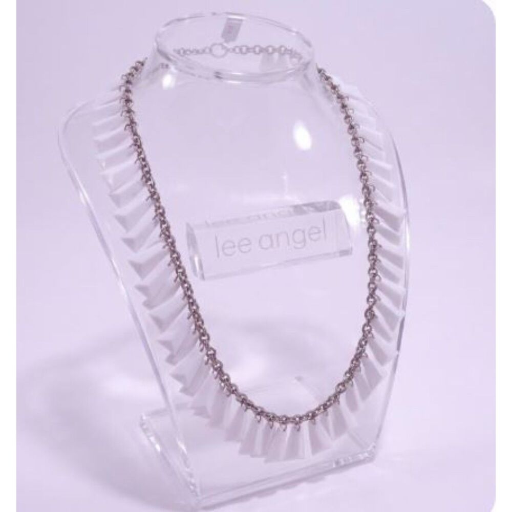 Lee Angel Neiman Marcus White Geo Resin Chunk Silver Statement Necklace NWT 498